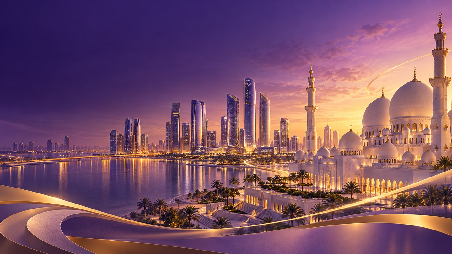 Abu Dhabi 紫金城市系列 AI 视觉示意